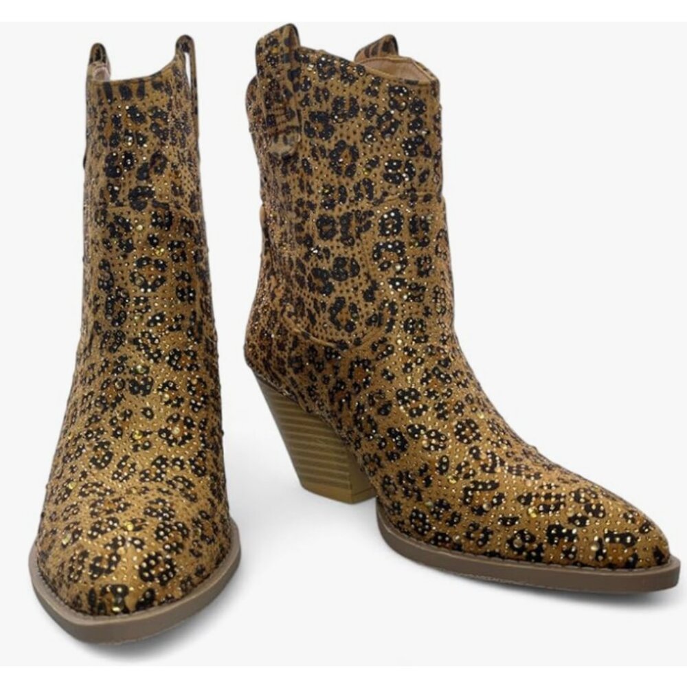 Western Cowgirl Rhinestone Ankle Booties – Pointed Toe, 3" Heel